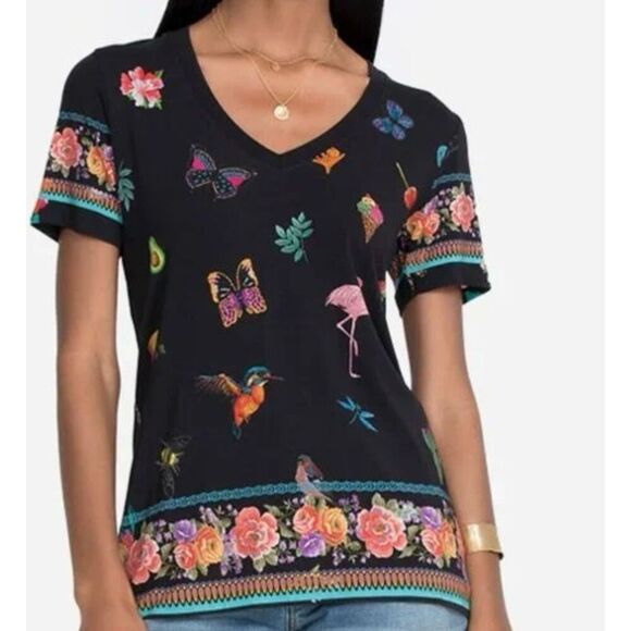 Johnny Was Zooey Favorite Border V Neck Teesize S - Picture 7 of 7